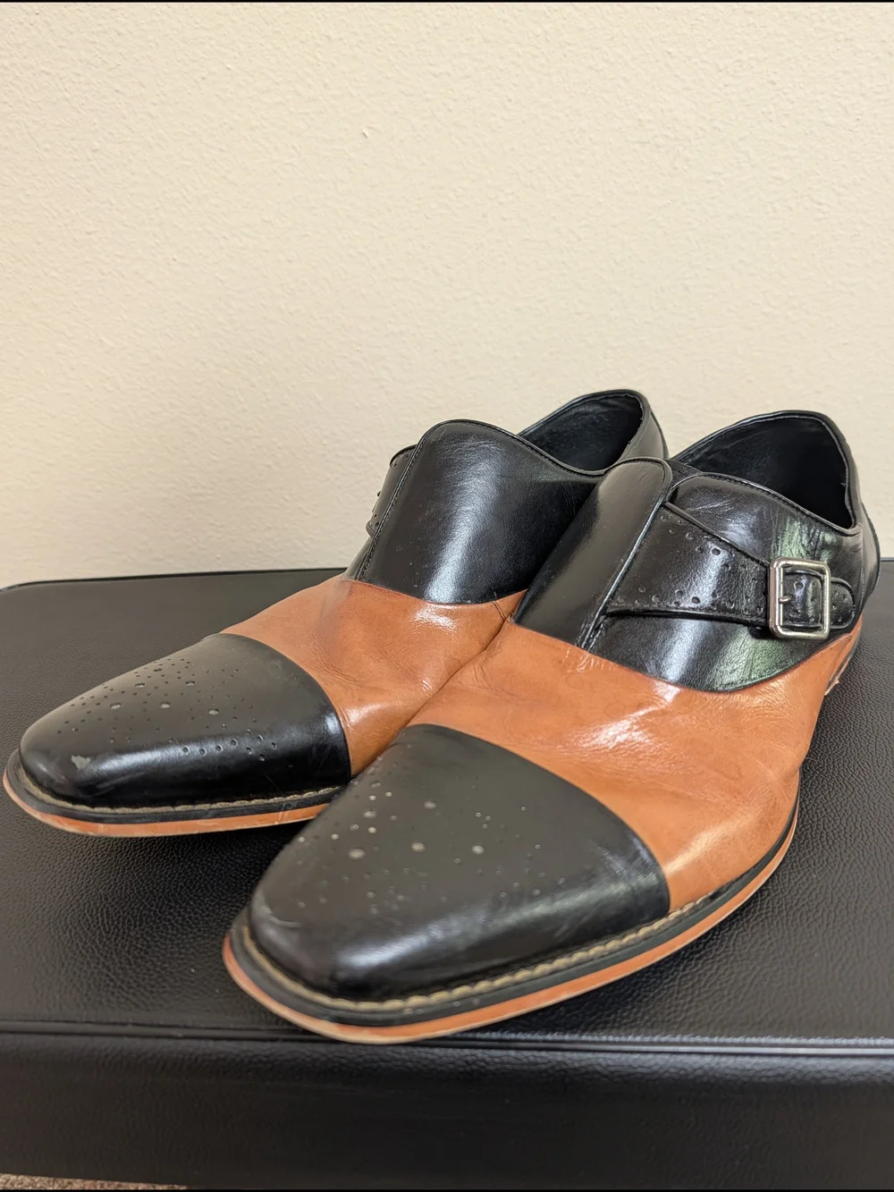 Stacy Adams Two-Tone Monk Strap Dress Shoes Men's Size 13M